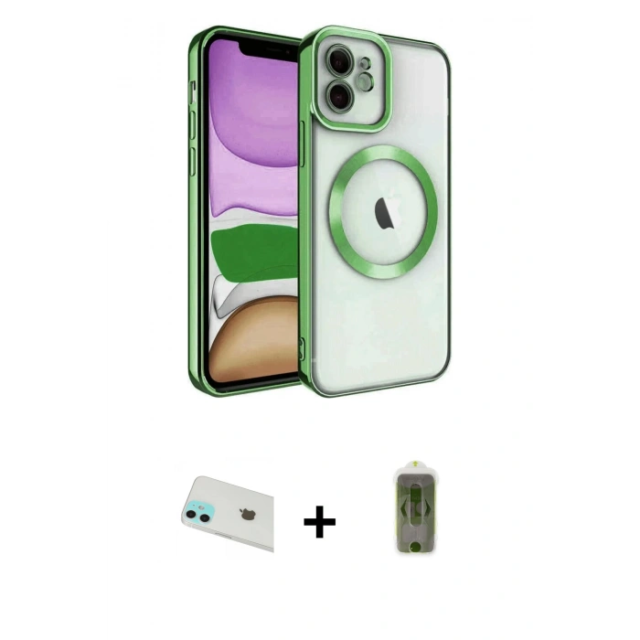 MARSİLYAN™- iPhone 12 Kılıf Nova Işık Özel Seri - Siyah Joko Magic 5D Hayalet Cam + Rainbow Kamera Lens Koruma Cam - YL