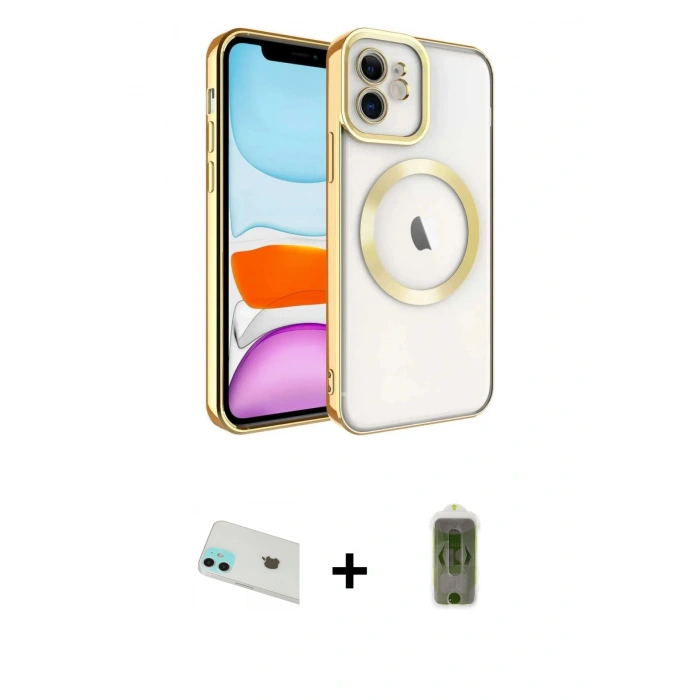 MARSİLYAN™- iPhone 12 Kılıf Nova Işık Özel Seri - Siyah Joko Magic 5D Hayalet Cam + Rainbow Kamera Lens Koruma Cam - YL