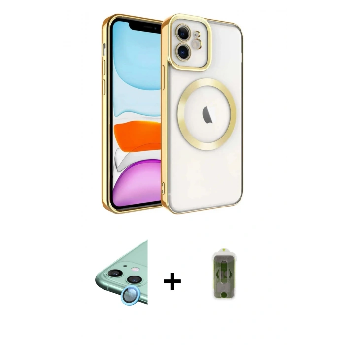 MARSİLYAN™- iPhone 12 Kılıf Nova Işık Özel Seri - Siyah Joko Magic 5D Hayalet Cam + Raze Metal Kamera Lens - MI