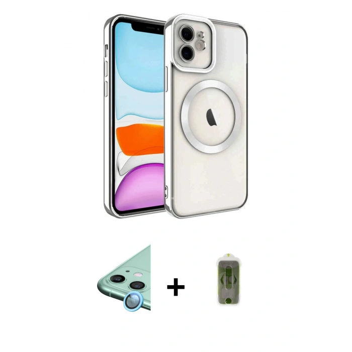 MARSİLYAN™- iPhone 12 Kılıf Nova Işık Özel Seri - Siyah Joko Magic 5D Hayalet Cam + Raze Metal Kamera Lens - MI