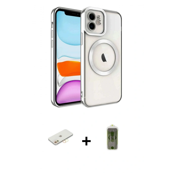 MARSİLYAN™- iPhone 12 Kılıf Nova Işık Özel Seri - Siyah Joko Magic 5D Hayalet Cam + Renkli Kamera Lens Koruma Cam - SI