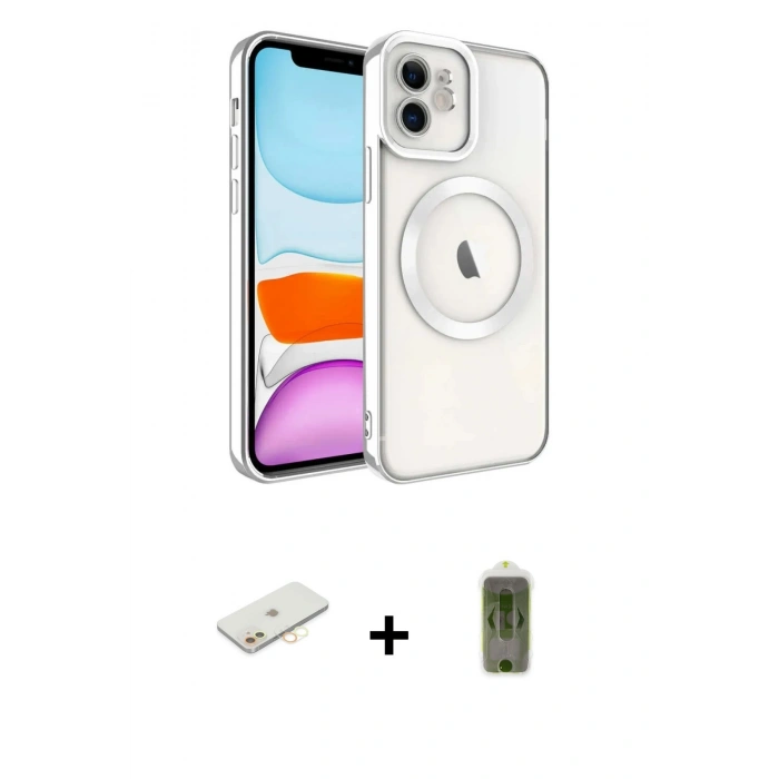 MARSİLYAN™- iPhone 12 Kılıf Nova Işık Özel Seri - Siyah Joko Magic 5D Hayalet Cam + Renkli Kamera Lens Koruma Cam - SI