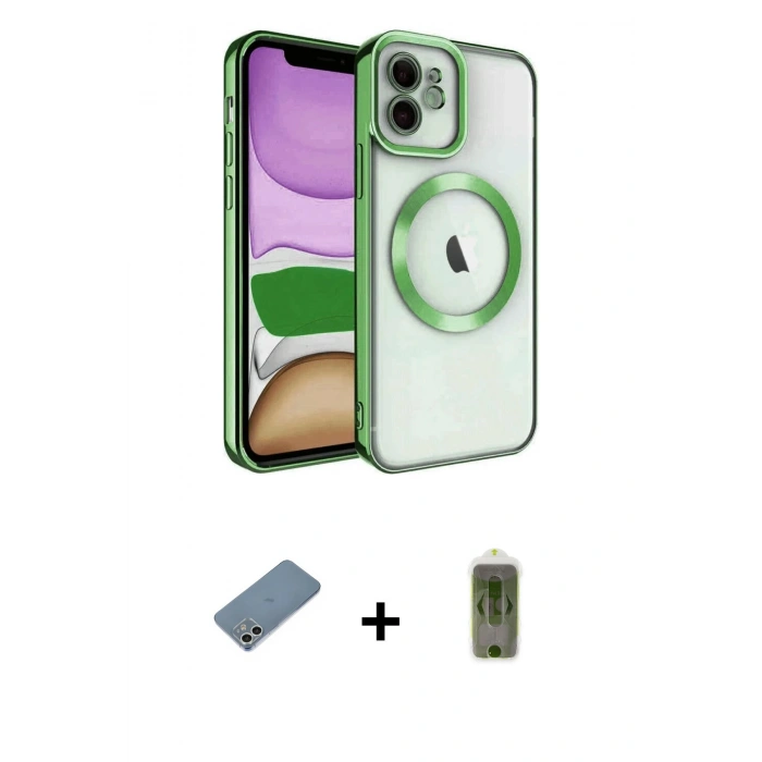 MARSİLYAN™- iPhone 12 Kılıf Nova Işık Özel Seri - Siyah Joko Magic 5D Hayalet Cam + Shine Kamera Lens Koruma Cam - GS