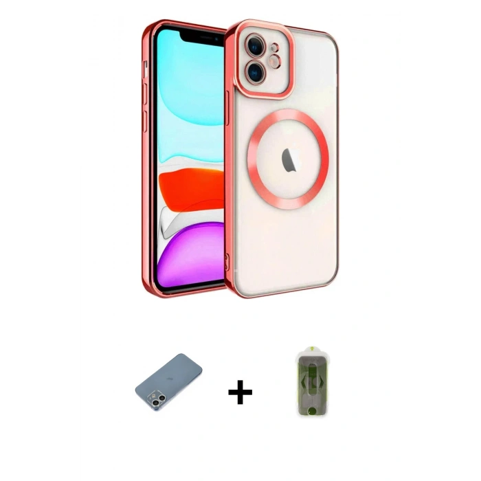MARSİLYAN™- iPhone 12 Kılıf Nova Işık Özel Seri - Siyah Joko Magic 5D Hayalet Cam + Shine Kamera Lens Koruma Cam - GS
