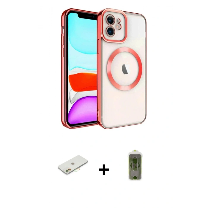 MARSİLYAN™- iPhone 12 Kılıf Nova Işık Özel Seri - Siyah Joko Magic 5D Hayalet Cam + Renkli Kamera Lens Koruma Cam - TU
