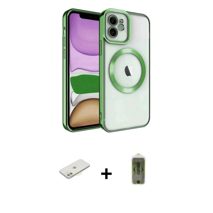 MARSİLYAN™- iPhone 12 Kılıf Nova Işık Özel Seri - Siyah Joko Magic 5D Hayalet Cam + Renkli Kamera Lens Koruma Cam - TU