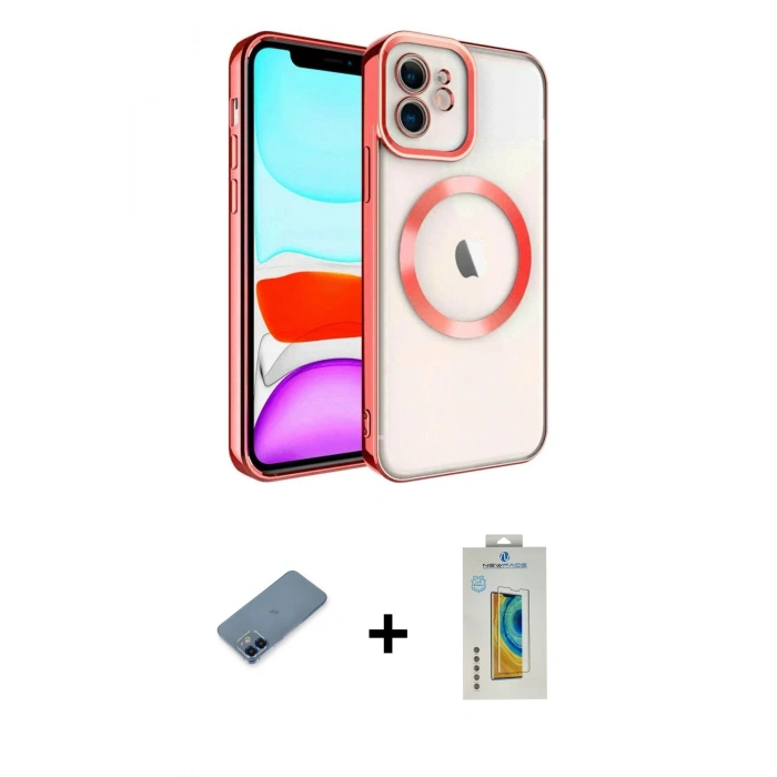 MARSİLYAN™- iPhone 12 Kılıf Nova Işık Özel Seri - Siyah Polymer Nano Ekran Koruyucu + Metal Kamera Lens Koruma Cam - MI
