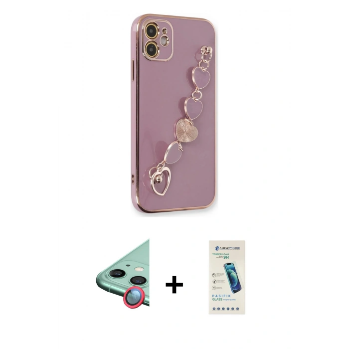 MARSİLYAN™- iPhone 12 Kılıf Nova Işık Prime - Şeffaf Pasifik Cam Ekran Koruyucu + Raze Metal Kamera Lens - KI
