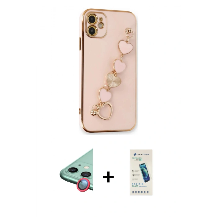 MARSİLYAN™- iPhone 12 Kılıf Nova Işık Prime - Şeffaf Pasifik Cam Ekran Koruyucu + Raze Metal Kamera Lens - KI