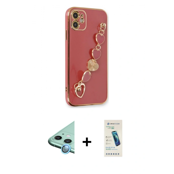 MARSİLYAN™- iPhone 12 Kılıf Nova Işık Prime - Şeffaf Pasifik Cam Ekran Koruyucu + Raze Metal Kamera Lens - MI