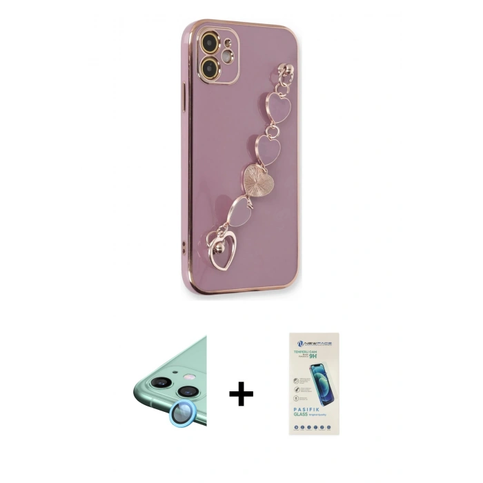 MARSİLYAN™- iPhone 12 Kılıf Nova Işık Prime - Şeffaf Pasifik Cam Ekran Koruyucu + Raze Metal Kamera Lens - MI