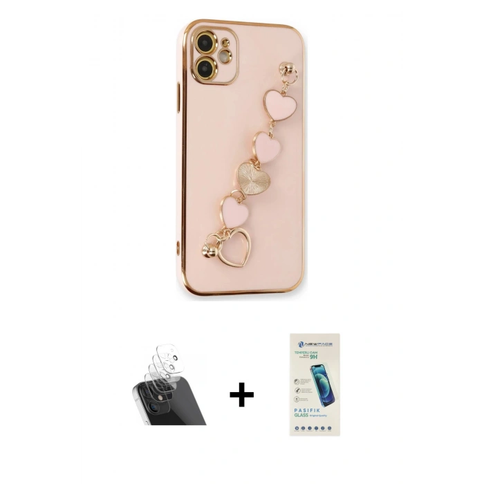 MARSİLYAN™- iPhone 12 Kılıf Nova Işık Prime - Şeffaf Pasifik Cam Ekran Koruyucu + Şeffaf Kamera Lens Koruma Cam