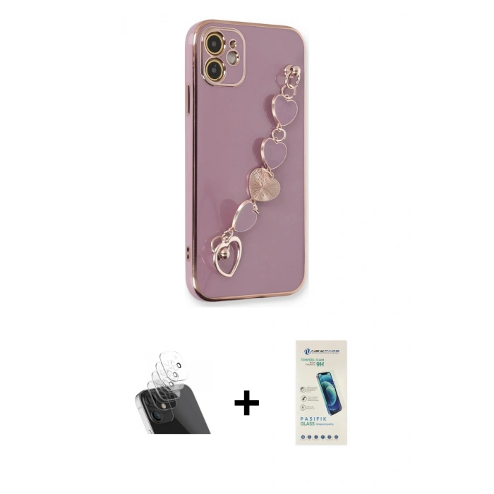 MARSİLYAN™- iPhone 12 Kılıf Nova Işık Prime - Şeffaf Pasifik Cam Ekran Koruyucu + Şeffaf Kamera Lens Koruma Cam