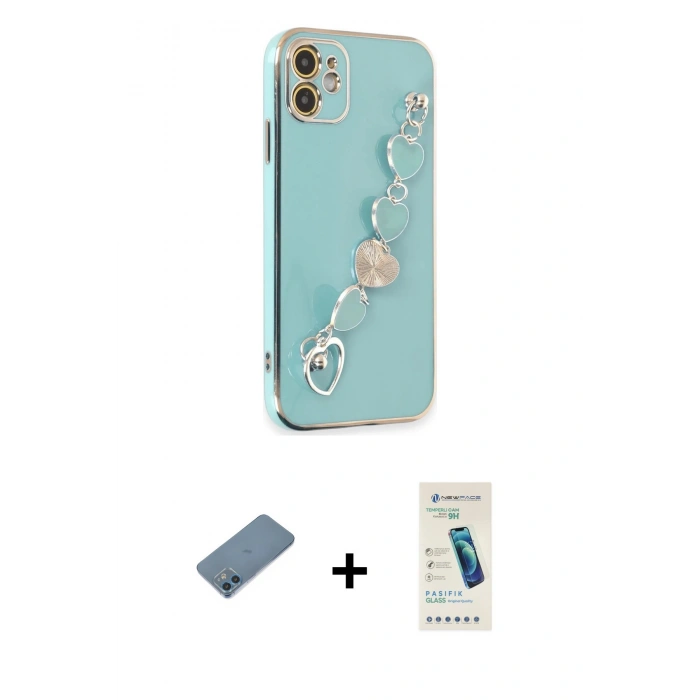 MARSİLYAN™- iPhone 12 Kılıf Nova Işık Prime - Şeffaf Pasifik Cam Ekran Koruyucu + Shine Kamera Lens Koruma Cam - MI
