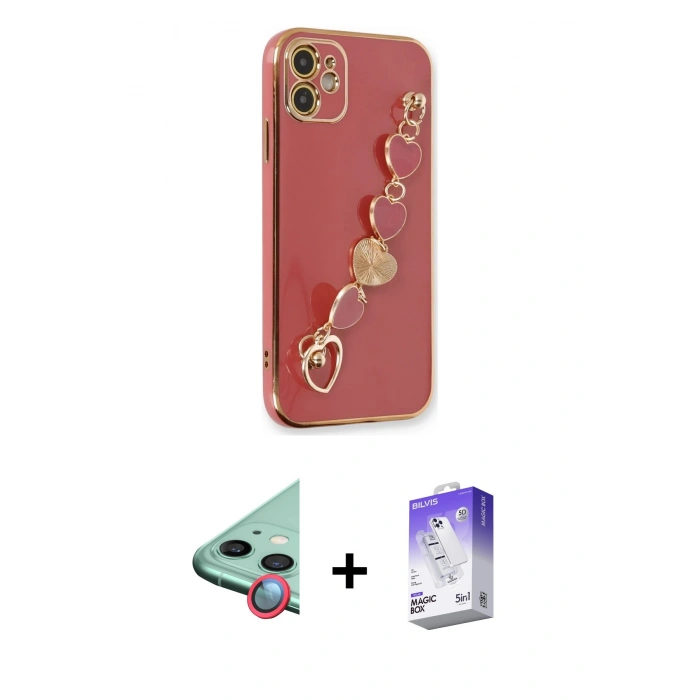 MARSİLYAN™- iPhone 12 Kılıf Nova Işık Prime - Siyah Bilvis 5in1 3D Magic Cam Ekran Koruyucu + Raze Metal Kamera Lens - KI