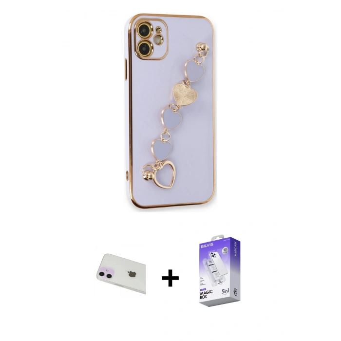 MARSİLYAN™- iPhone 12 Kılıf Nova Işık Prime - Siyah Bilvis 5in1 3D Magic Cam Ekran Koruyucu + Rainbow Kamera Lens Koruma Cam - MR