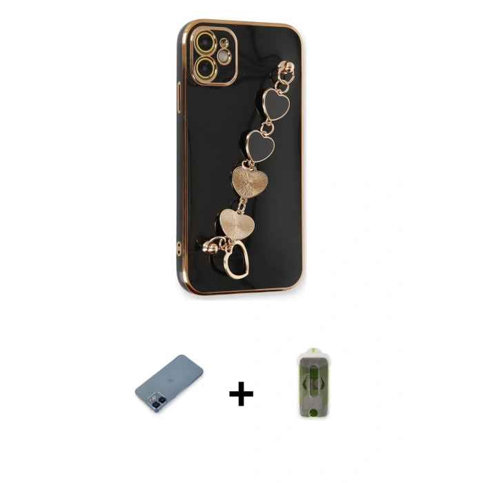 MARSİLYAN™- iPhone 12 Kılıf Nova Işık Prime - Siyah Joko Magic 5D Hayalet Cam + Metal Kamera Lens Koruma Cam - MI