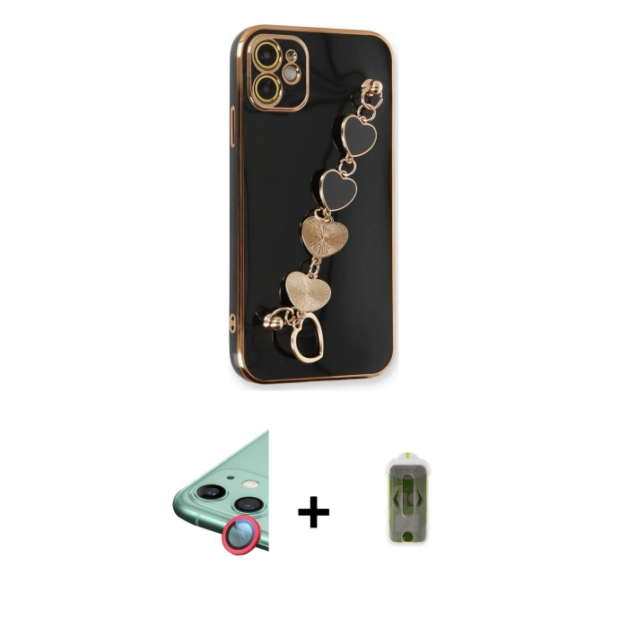 MARSİLYAN™- iPhone 12 Kılıf Nova Işık Prime - Siyah Joko Magic 5D Hayalet Cam + Raze Metal Kamera Lens - KI