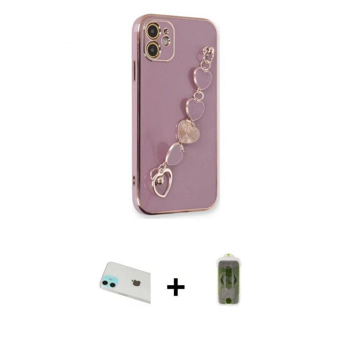 MARSİLYAN™- iPhone 12 Kılıf Nova Işık Prime - Siyah Joko Magic 5D Hayalet Cam + Yeşil Rainbow Kamera Lens Koruma Cam