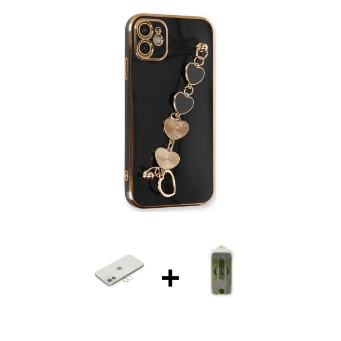 MARSİLYAN™- iPhone 12 Kılıf Nova Işık Prime - Siyah Joko Magic 5D Hayalet Cam + Renkli Kamera Lens Koruma Cam - YL