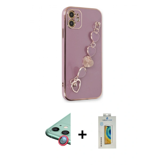 MARSİLYAN™- iPhone 12 Kılıf Nova Işık Prime - Siyah Polymer Nano Ekran Koruyucu + Raze Metal Kamera Lens - KI