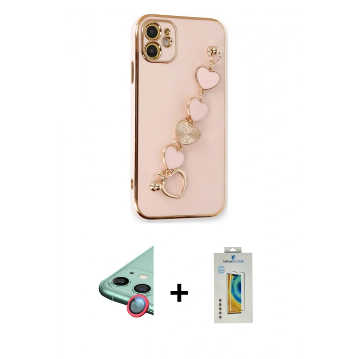 MARSİLYAN™- iPhone 12 Kılıf Nova Işık Prime - Siyah Polymer Nano Ekran Koruyucu + Raze Metal Kamera Lens - KI