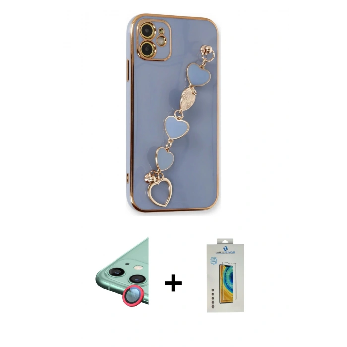 MARSİLYAN™- iPhone 12 Kılıf Nova Işık Prime - Siyah Polymer Nano Ekran Koruyucu + Raze Metal Kamera Lens - KI