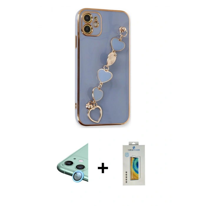 MARSİLYAN™- iPhone 12 Kılıf Nova Işık Prime - Siyah Polymer Nano Ekran Koruyucu + Raze Metal Kamera Lens - MI