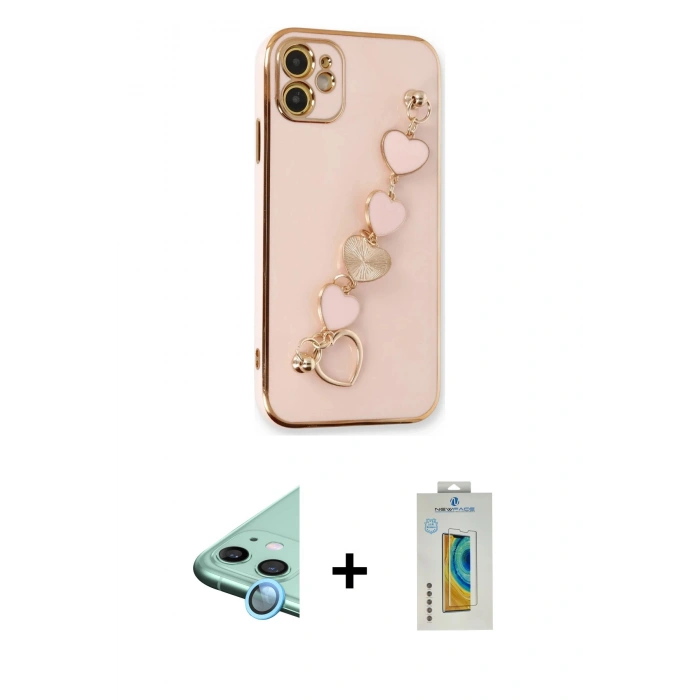 MARSİLYAN™- iPhone 12 Kılıf Nova Işık Prime - Siyah Polymer Nano Ekran Koruyucu + Raze Metal Kamera Lens - MI