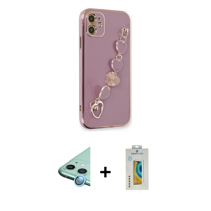 MARSİLYAN™- iPhone 12 Kılıf Nova Işık Prime - Siyah Polymer Nano Ekran Koruyucu + Raze Metal Kamera Lens - MI
