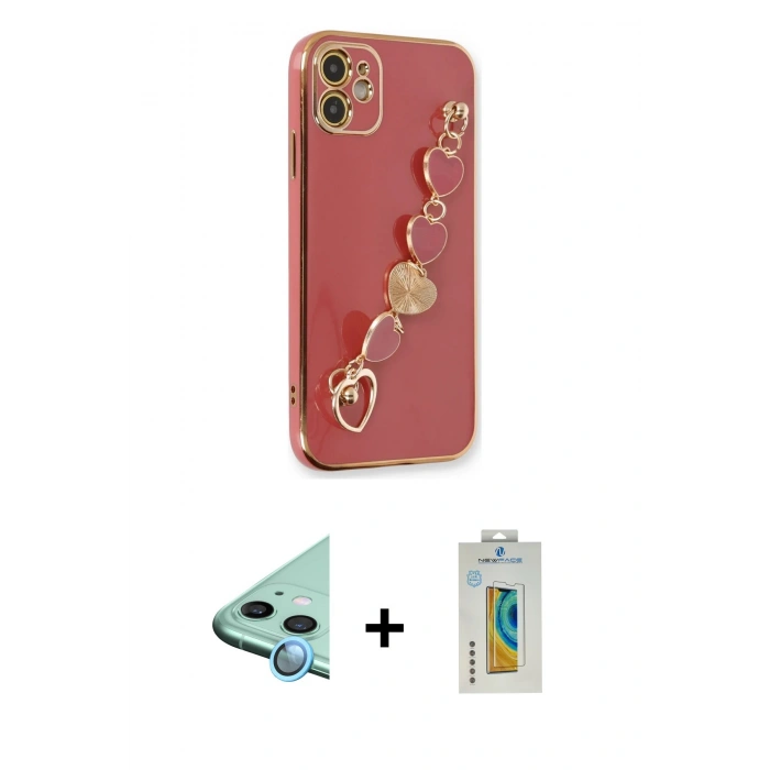 MARSİLYAN™- iPhone 12 Kılıf Nova Işık Prime - Siyah Polymer Nano Ekran Koruyucu + Raze Metal Kamera Lens - MI