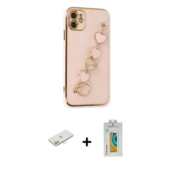 MARSİLYAN™- iPhone 12 Kılıf Nova Işık Prime - Siyah Polymer Nano Ekran Koruyucu + Renkli Kamera Lens Koruma Cam - YL