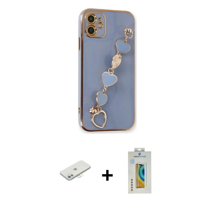 MARSİLYAN™- iPhone 12 Kılıf Nova Işık Prime - Siyah Polymer Nano Ekran Koruyucu + Renkli Kamera Lens Koruma Cam - SI