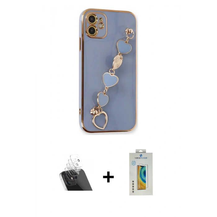 MARSİLYAN™- iPhone 12 Kılıf Nova Işık Prime - Siyah Polymer Nano Ekran Koruyucu + Şeffaf Kamera Lens Koruma Cam