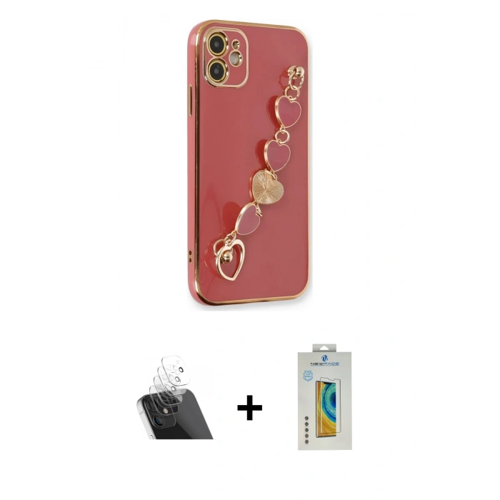MARSİLYAN™- iPhone 12 Kılıf Nova Işık Prime - Siyah Polymer Nano Ekran Koruyucu + Şeffaf Kamera Lens Koruma Cam