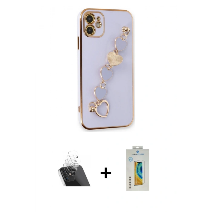 MARSİLYAN™- iPhone 12 Kılıf Nova Işık Prime - Siyah Polymer Nano Ekran Koruyucu + Şeffaf Kamera Lens Koruma Cam