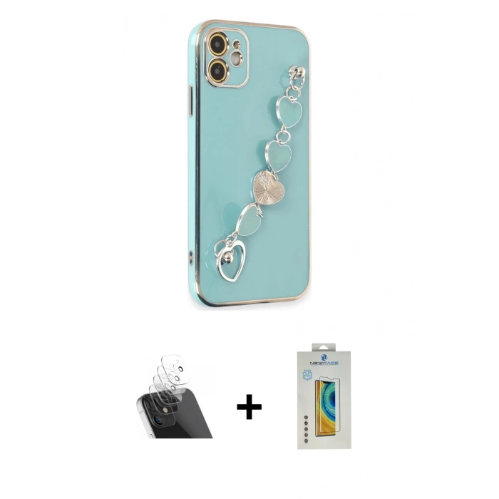 MARSİLYAN™- iPhone 12 Kılıf Nova Işık Prime - Siyah Polymer Nano Ekran Koruyucu + Şeffaf Kamera Lens Koruma Cam