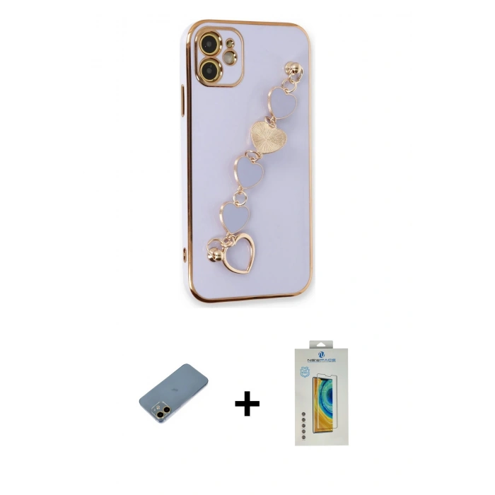 MARSİLYAN™- iPhone 12 Kılıf Nova Işık Prime - Siyah Polymer Nano Ekran Koruyucu + Shine Kamera Lens Koruma Cam - GD