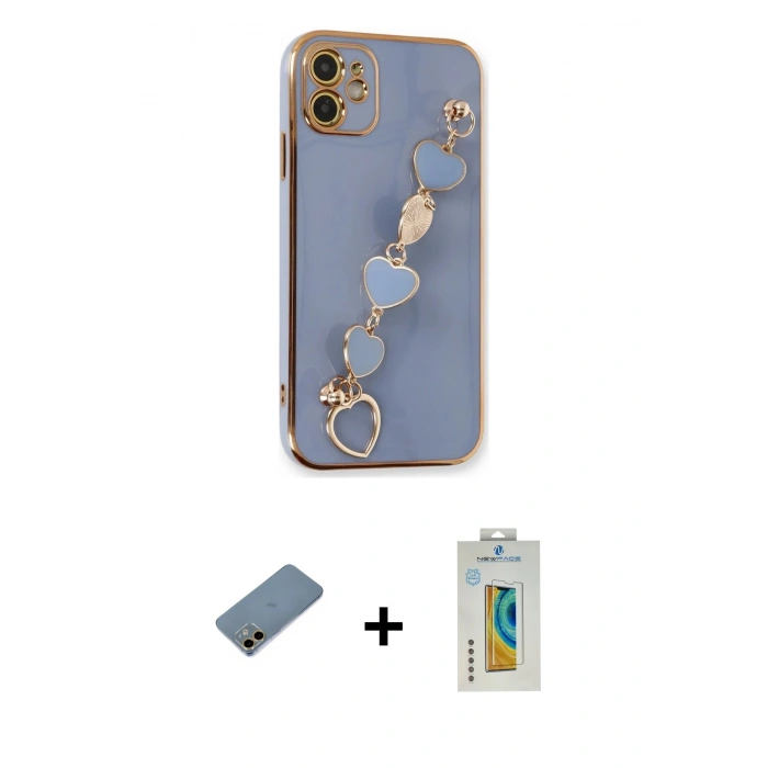 MARSİLYAN™- iPhone 12 Kılıf Nova Işık Prime - Siyah Polymer Nano Ekran Koruyucu + Shine Kamera Lens Koruma Cam - GD