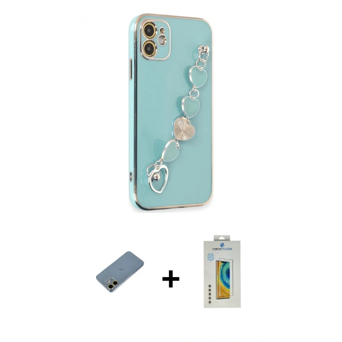 MARSİLYAN™- iPhone 12 Kılıf Nova Işık Prime - Siyah Polymer Nano Ekran Koruyucu + Shine Kamera Lens Koruma Cam - GD