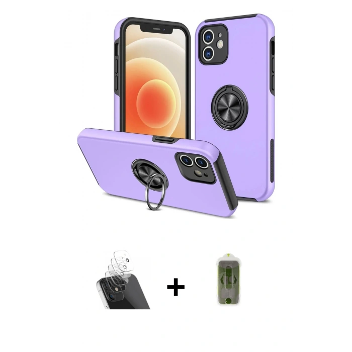 MARSİLYAN™- iPhone 12 Kılıf Odak Form Prime - Siyah Joko Magic 5D Hayalet Cam + Kamera Lens Koruma Cam - SF