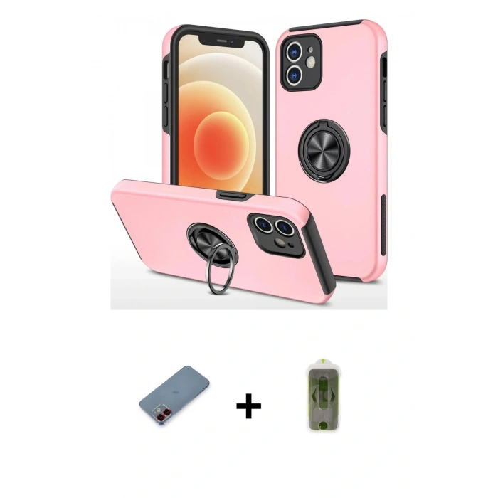 MARSİLYAN™- iPhone 12 Kılıf Odak Form Prime - Siyah Joko Magic 5D Hayalet Cam + Metal Kamera Lens Koruma Cam - KI