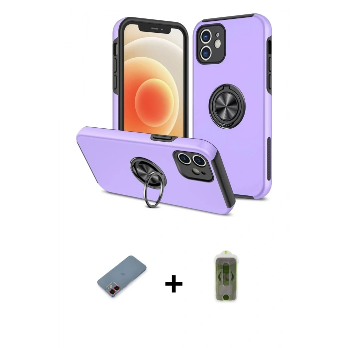 MARSİLYAN™- iPhone 12 Kılıf Odak Form Prime - Siyah Joko Magic 5D Hayalet Cam + Metal Kamera Lens Koruma Cam - KI
