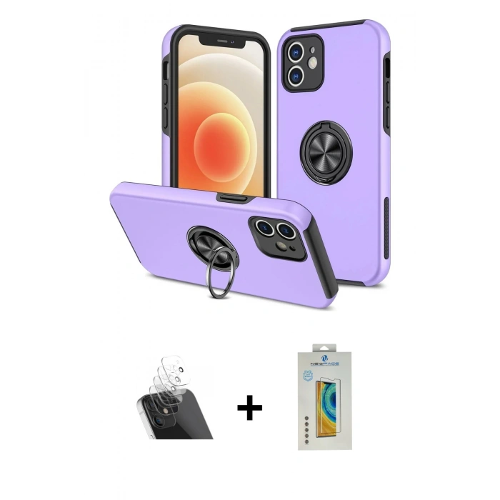 MARSİLYAN™- iPhone 12 Kılıf Odak Form Prime - Siyah Polymer Nano Ekran Koruyucu + Kamera Lens Koruma Cam - SF