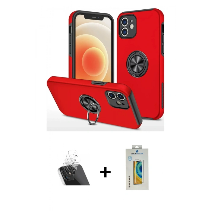 MARSİLYAN™- iPhone 12 Kılıf Odak Form Prime - Siyah Polymer Nano Ekran Koruyucu + Kamera Lens Koruma Cam - SF