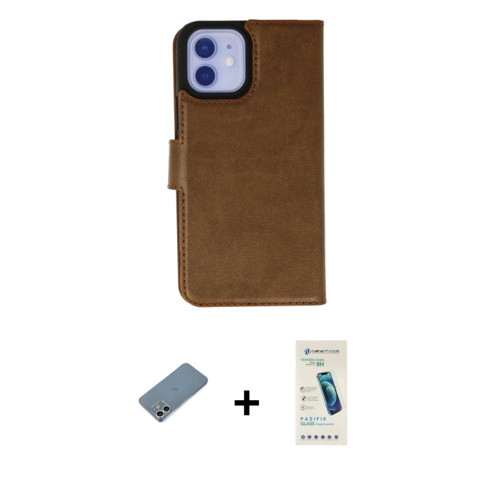 MARSİLYAN™- iPhone 12 Kılıf Siluet Işık Serisi - Şeffaf Pasifik Cam Ekran Koruyucu + Shine Kamera Lens Koruma Cam - GS