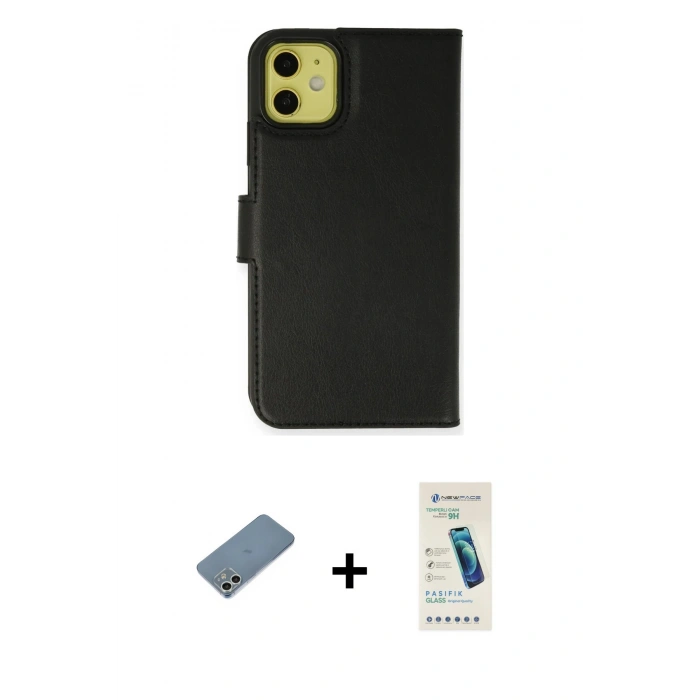 MARSİLYAN™- iPhone 12 Kılıf Siluet Işık Serisi - Şeffaf Pasifik Cam Ekran Koruyucu + Shine Kamera Lens Koruma Cam - GS