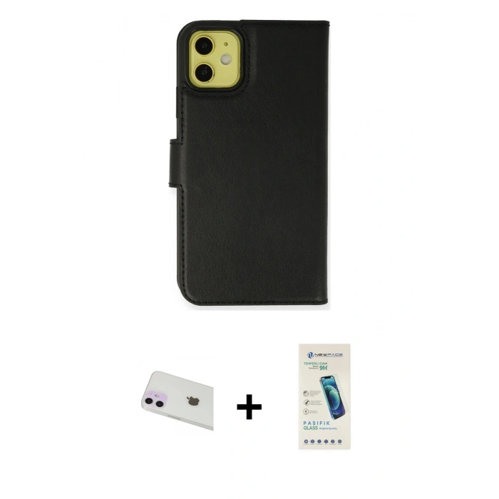 MARSİLYAN™- iPhone 12 Kılıf Siluet Işık Serisi - Şeffaf Pasifik Cam Ekran Koruyucu + Rainbow Kamera Lens Koruma Cam - MR