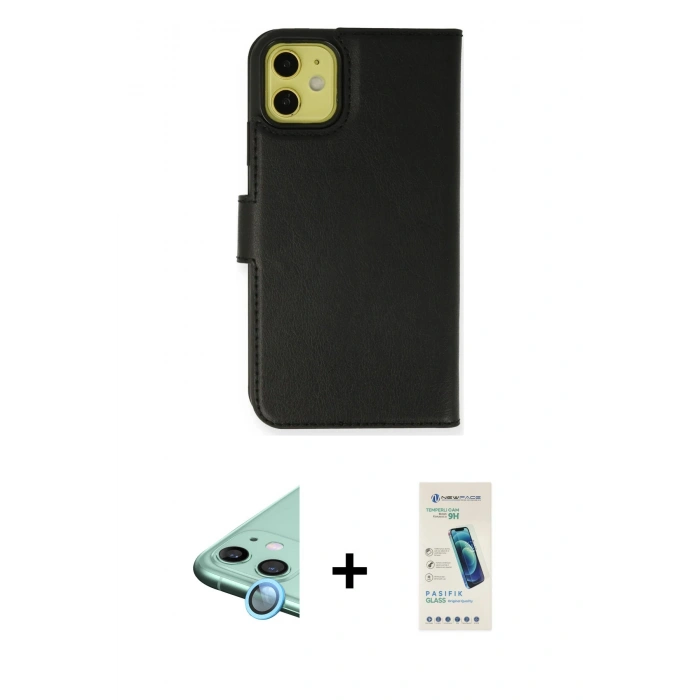 MARSİLYAN™- iPhone 12 Kılıf Siluet Işık Serisi - Şeffaf Pasifik Cam Ekran Koruyucu + Raze Metal Kamera Lens - MI