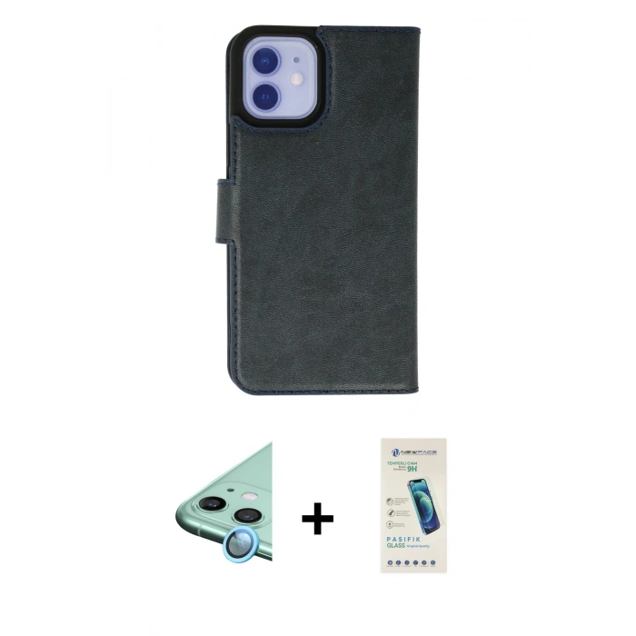 MARSİLYAN™- iPhone 12 Kılıf Siluet Işık Serisi - Şeffaf Pasifik Cam Ekran Koruyucu + Raze Metal Kamera Lens - MI